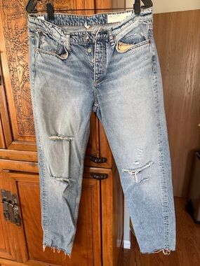 rag & bone Light Blue Distressed Boyfriend Jeans